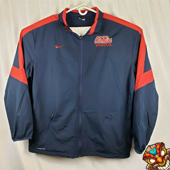 Nike Other - Ole Miss Rebels Nike Storm Fit Mens XL Full Zip Windbreaker Jacket Blue EUC